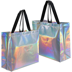 Разноцветный Многоразовые подарочные пакеты, сумка-тоут из нетканого материала с лазерной обработкой и ручкой, прямоугольные, красочный, 32x12x28 см