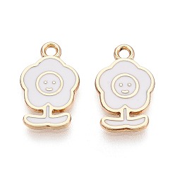 Белый Подвески из эмали и сплава, стойки покрытие, , золотые, белые, 16x10x1.2 мм, отверстие : 1.6 мм
