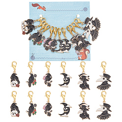 Золотой 12 шт. 6 стиль готический стиль чумной доктор ворон луна сплав эмаль подвесные маркеры для стежков, золотые, 4.2~5 см, 2 шт / стиль