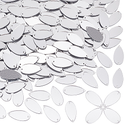 Teardrop 200шт. зеркальный эффект акриловые пришивные стразы, звенья с двумя отверстиями, аксессуары для одежды, слеза, 25x12x1.2 мм, отверстие : 1 мм