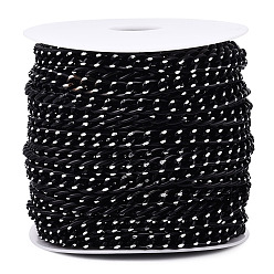 Electrophoresis Black Aluminium Curb Chains, Unwelded, with Spool, Electrophoresis Black, 10x7x2mm, about 65.62 Feet(20m)/Roll