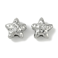 Платина Латунные микро проложить кубического циркония бусы, без кадмия, без никеля и без свинца, звезда, платина, 9x8x5.5 мм, отверстие : 1.8 мм