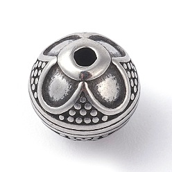 Antique Silver 316 Surgical Stainless Steel Beads, Round, Antique Silver, 9.5mm, Hole: 1.8~2mm