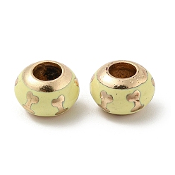 Hellgoldrutengelb Goldton Metallschmelz europäischen Perlen, Großloch perlen, Rondelle mit knochen, hellgoldrutengelb, 12x8.5 mm, Bohrung: 5 mm