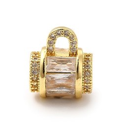 Золотой Покрытие стойки латунь проложить прозрачные поручни из кубического циркония, петля под залог, бейлы, без кадмия и без свинца, золотые, 14x12x10 мм, отверстия : 4.5 mm и 2.5x3.5 мм