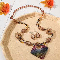 Rhombus Комплекты из акриловых бусин с подвесками и серег, ромб, 780 мм