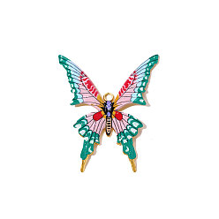 Pink 304 нержавеющей стальной эмали подвески, бабочки прелести, ионное покрытие (ip), зеркальная полировка, реальный 18 k позолоченный, розовые, 44x37 мм, отверстие : 1.5 мм