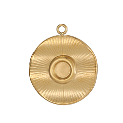 Настоящее золото 14K 304 Настройки кабошон из нержавеющей стали кулон, плоско-круглые, ионное покрытие (ip), реальный 14 k позолоченный, 18x16 мм, отверстие : 1 мм