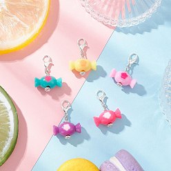 Серебро Акриловые подвесные украшения, конфеты, с цинковым сплавом застежками омаров коготь, серебряные, 29 мм