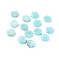 Turquoise Natural Howlite Cabochons, Dyed, Flat Round, Turquoise, 8~9.5x2mm