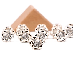Fleur Boutons à queue de résine, boutons de rhinestone, fleur, 10~20mm
