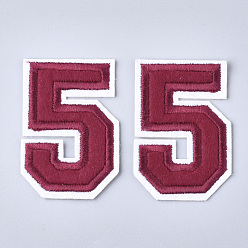 Number Computerized Embroidery Cloth Iron On Patches, Costume Accessories, Appliques, Number, Num.5, 58x40x1.5mm