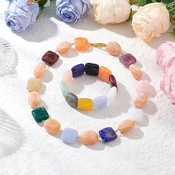 Золотой Наборы из квадратных акриловых бусин и ожерелий, золотые, Ожерелье: 510 mm