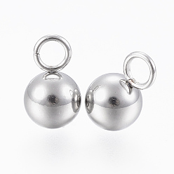 Нержавеющая Сталь Цвет Устойчив к потускнению 304 подвеска из нержавеющей стали, круглые, цвет нержавеющей стали, 10x6 мм, отверстие : 2.5 мм