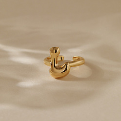 Letter L Латунные кольца-манжеты для женщин, буквы, долговечный, золотые, Письмо L, внутренний диаметр: регулируемый