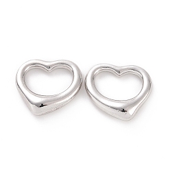 Silver Rack Plating Alloy Linking Rings, Cadmium Free & Lead Free & Nickle Free, Heart, Silver, 13.5x15x3.5mm