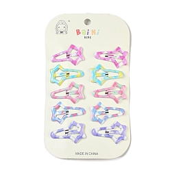 Звезда 10 шт. 5 цвета, узор в клетку, эпоксидная смола, заколка для волос, с железным зажимом, аксессуары для волос для девочек, звезда, 26x40x3 мм, 2 шт / цвет