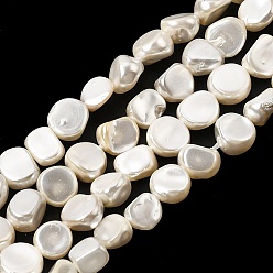 Белый Гальванические оболочки жемчужные бусы пряди, самородки, белые, 4~6x5~6x3~4 мм, отверстие : 0.9 мм, около 68~73 шт / нитка, 15.75~16.14'' (40~41 см)