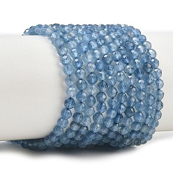 Aquamarine Natural Devil Blue Aquamarine Beads Strands, Faceted, Round, 3.5mm, Hole: 0.6mm, about 104pcs/strand, 15.20''(38.6cm)