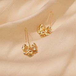 Золотой Латунь болтаться серьги, цветок, золотые, 47x25 мм