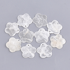 WhiteSmoke Capiz Shell Pendants, Flower, WhiteSmoke, 19~20x19~20x1mm, Hole: 1mm