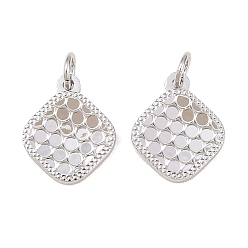 Rhombus Латунь прелести, стойки покрытие, долговечный, без кадмия и без свинца, платина, с целью перехода в кольце, ромб, 11.5x9.5x1.5 мм, отверстие : 2 мм