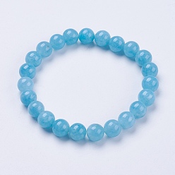 Аквамарин Натуральный аквамарин бисера браслеты простирания, круглые, окрашенные, 2 дюйм (52 мм)