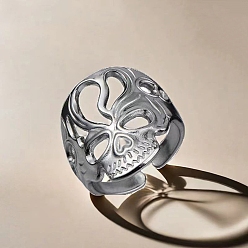 Нержавеющая Сталь Цвет Манжеты из нержавеющей стали, череп, цвет нержавеющей стали, размер США 8 (18.1 мм)