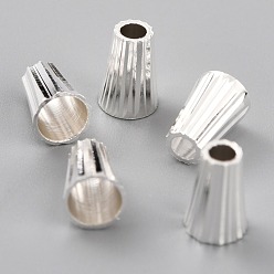 Посеребрённый Латунные бусины, долговечный, конус, 925 серебро покрытием, 7x5 мм, отверстие : 2 мм