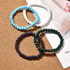 (52) Непрозрачная лаванда Граненые непрозрачные однотонные хрустальные бусины круглые бусины стрейч браслеты, разноцветные, 68 мм