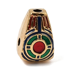 Farbig 304 aus Stahl-Email-Perlen, Vase Form, 3 Loch Guru Perlen, golden, Farbig, 18x12x11 mm, Bohrung: 2.5 mm