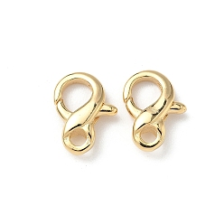 Настоящее золото 24K Карабин-лобстеры, латунные, без свинца и без кадмия, реальный 24 k позолоченный, 15.5x11.5x4.5 мм, отверстие : 2.5 мм
