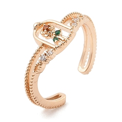 Цветок Кольца-манжеты для женщин с микропаве из латуни и цветными кубическими цирконами, роза, 10 мм, внутренний диаметр: 19 мм