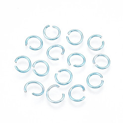 Бледно-бирюзовый Алюминиевая проволока открыты кольца прыжок, бледные бирюзовая, 18 датчик, 8x1.0 мм, около 18000 шт / 1000 г