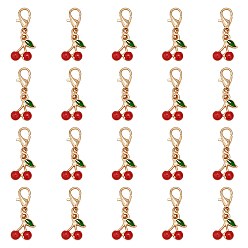 Вишня 20 шт. подвеска из вишневого сплава с эмалью для брелка, сумки, украшения, золотые, красные, 33 мм