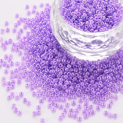 Dark Violet 12/0 Imitation Jade Glass Seed Beads, Opaque Colours Rainbow, Round, Dark Violet, 2x1.5mm, Hole: 1mm, about 40000pcs/Pound