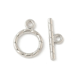 Платина Застежка тоггл из сплава, без кадмия и без свинца, стойки покрытие, кольцо, платина, Кольцо: 14.5x10.5x2 mm, отверстие : 1.6 мм, бар: 5x15.5x1.5 mm, отверстие : 1.6 мм