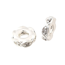 Серебро Латунные микропаве из прозрачного кубического циркония, стойки покрытие, долговечный, без свинца и без кадмия, плоско-круглые, серебряные, 7.5x2.5 мм, отверстие : 2.5 мм