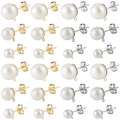 (52) Непрозрачная лаванда 304 Выводы серьги из нержавеющей стали шпилька, с имитацией жемчуга из смолы и фрикционными гайками-ушками, разноцветные, 18~23 мм, 6 стили, 10 шт / стиль, 60 шт