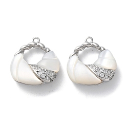 Платинированный Латунные микро проложить кубического циркония подвески, без кадмия, без никеля и без свинца, оболочки прелести, Реальная платина, 21.5x19x6.5 мм, отверстие : 1.6 мм