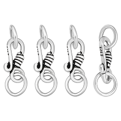 Античный Серебристый & Платиновый 4 шт. 925 застежки S-образные из стерлингового серебра, с открытыми кольцами прыжковых, старинное серебро и платина, 17.5 мм