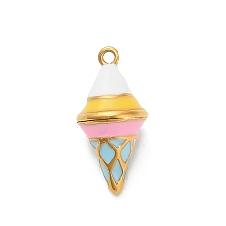 Белый 304 нержавеющей стальной эмали подвески, мороженое, ионное покрытие (ip), реальный 18 k позолоченный, белые, 16.5~17x8.5 мм, отверстие : 1.2 мм