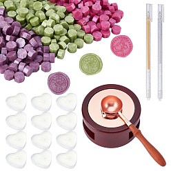 Couleur Mélangete Kits de fabrication de tampons à faire soi-même, y compris poêle à cire à cacheter rond, sceller les particules de cire, cuillère en laiton, stylo gel scintillant en plastique, bougies de paraffine, couleur mixte, particules de cire à cacheter: 300 pcs