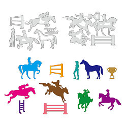 Лошадь Углеродистая сталь разрезает трафареты, для diy scrapbooking, Фотоальбом, декоративная бумага для тиснения, цвет нержавеющей стали, образец лошади, 146~163x103~116x0.8 мм, 2 шт / комплект