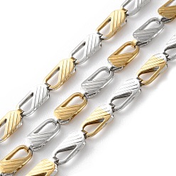 Золотой & Цвет Нержавеющей Стали 304 цепи овальные из нержавеющей стали, ионное покрытие (ip), несварные, с катушкой, золотые и нержавеющая сталь цвет, 10x4x2.5 мм