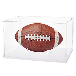 Прозрачный 1 набор акриловых минифигурок витрина с белой основой, с вспененными листами ПВХ, прямоугольные, с 1акриловыми держателями для регби из ПК, прозрачные, 36.3x26.3x21.3 см