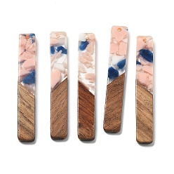 Лавандовый румянец Подвески из смолы и ореха, прямоугольные, лавандовый румянец, 51.5x7.5x2.5 мм, отверстие : 1.8 мм