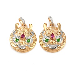 Настоящее золото 18K Латунные микро проложить кубического циркония подвески, без кадмия, без никеля и без свинца, прелести дракона, реальный 18 k позолоченный, 28x20x6 мм, отверстие : 4x3 мм