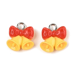 Колокол Подвески из непрозрачной смолы на рождественскую тематику, с железной платиной петлей, колокол, 13x12x5 мм, отверстие : 2 мм