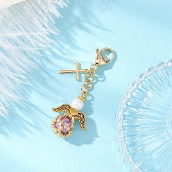 Желтая Старая Ткань  Подвеска в виде ангела из стеклянного жемчуга и стеклянных бусин, для украшения рюкзака, старое кружево, 53 мм